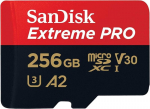 Sandisk Extreme Pro Microsdxc Uhs-i m&auml;lukaart 256 Gb + adapter ja Rescuepro Deluxe (nutitelefonidele, tegevuskaameratele v&otilde;i droonidele, A2, Class 10, V30, U3, 200 Mb/s &uuml;lekanne)