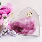 Murrano klaasist s&uuml;da kellaga &ndash; graveering &ndash; isikup&auml;rastatud karbis &ndash; kristall s&uuml;damega &ndash; klaasist kell &ndash; lastele lastelastele &ndash; Unicorn