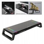 Monitori hoidja Monitori alus koos rgb valguse, 4 usb ja musta lauaorganisaatoriga