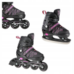 Musta-roosad rulluisud uisud 2in1 reguleeritavad laste suurus 39-42 Nils Extreme