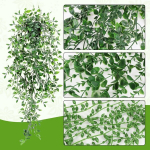 Uhapeer kunstlikud rippuvad taimed, 4 tk, kunsttaimed potis, kunsttaimed, 65 cm kunsttaimed, eukal&uuml;pt, p&auml;rl-klorof&uuml;&uuml;t, oga&otilde;un terrassidele, seintele, elutuppa