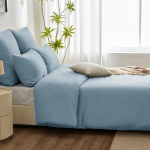 Wavve voodipesu 220 x 240 cm, 3-osaline mineraalsinine - tekikott 220 x 240 cm komplekt padjap&uuml;&uuml;ridega 65 x 65 cm, mikrokiust voodipesukomplektid 240 x 220 cm lukuga, pehme ja mitteraudne
