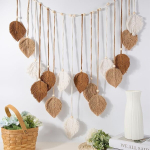 Craspire boho makramee leht seinavaip 123,7 x 79,8 tolli kuldne puuvillane k&ouml;is kootud suled tutt boheemlaslik k&auml;sit&ouml;&ouml; puidust helmed seinakunsti gobel&auml;&auml;n kodu elutuppa magamistuppa