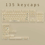 135 klahvi keycaps retro k&auml;sikiri Pbt Cherry profiili v&auml;rvisublimatsioon, sobib mehaanilisele m&auml;nguriklaviatuurile Cherry Mx l&uuml;lititele, maal&auml;hedane kollane