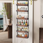 Whemyreat 6-korruseline riputatav organiseerija uksele, riputatav riiul k&ouml;&ouml;ki, riiul, metallist, riputatav riiul, k&ouml;&ouml;gi riputatav riiul uksele 6 eemaldatava korvi ja 12 konksuga, hoiuruumi organiseerimiss&uuml;steem