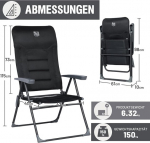 Timber Ridge aiatool, k&otilde;rge seljatoega tool, reguleeritav 7-suunaline alumiiniumist kokkuklapitav tool, polsterdatud, 150 kg, k&auml;etugede ja peatoega, hingav kokkuklapitav matkatool, r&otilde;dutool, kokkuklapitav tool