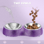 Eing koerakausid, topelt koerte vee- ja toidukausid roostevabast terasest libisemiskindla vaigust jaamaga, lemmikloomade toidukausid kutsikatele, keskmistele koertele, kassidele, kutsikatele, lemmikloomadele, lilla