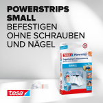 Tesa Powerstrips Small pakendis 3 tk - kahepoolsed kleeplindid esemete kinnitamiseks siledale pinnale - kandev&otilde;ime kuni 1 kg - kokku 42 Powerstripsi