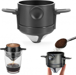 Xpoop kohvifilter, kohvi tilguti, kohvifiltri hoidja, roostevabast terasest, paberivaba, kaasaskantav, korduvkasutatav kohvifilter, kokkupandav kodu, kontori, reisimise ja telkimise jaoks