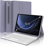 Wavata klaviatuur samsung galaxy tab s9 fe+/s9 plus/s10+ 12.4 tolli jaoks, &uuml;mbris klaviatuuriga samsung tab s10 plus /s9+ /s9 fe+ klaviatuurile, eemaldatav saksa qwertz paigutus, lilla