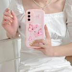 Ueebai &uuml;mbris Samsung Galaxy A15 4g/5g jaoks, l&auml;bipaistev vedela silikooniga mobiiltelefoni &uuml;mbris liblika mustriga, lainelise raami kujuga, &otilde;huke p&otilde;rutuskindel kaitse&uuml;mbris, slim fit, pehme p&otilde;rkeraua &uuml;mbris