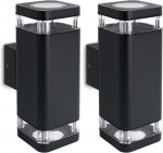 Ssc-luxon 2 tk auni, v&auml;lisvalgustid, must, &uuml;les ja alla, ilmastikukindel seinavalgusti, aia v&auml;lilamp, seina v&auml;lisprožektor, ip54 2 x gu10 lampidele (ilma pirnideta)