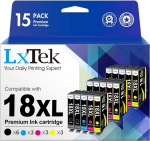 Lxtek 18xl printerikassetid, &uuml;hilduvad epson 18xl multipackiga, epson xp 322 printerikassettidele, xp-305 xp-215 xp-225 xp-412 xp-422 xp-325 xp-312 xp-315 xp-205 xp-415 xp-425 (15 tk)