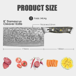 Billion duo koka nuga damaskus 7 tolli, hiina k&ouml;&ouml;ginuga &uuml;literava teraga professionaalne koka nuga 67 damaskuse teras, unikaalne s&uuml;sinikkiust ja kuldlehe k&auml;epide