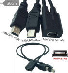 Xiwai dc 5v mini usb 2.0 female kuni dual mini usb male 5pin splitter pikendus laadimiskaabel
