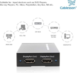 Cablesson 1x2 pordiga displayport 2 displayport 1.2a 4k2k toitega splitter, toetab mst, hbr2, 3d formaate ja gtc assist. (dp ++)