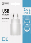 Emos Usb laadija Smart 3.1 A laadimisadapter, Usb toiteplokk 2 Usb-pordiga mobiiltelefonile, nutitelefonile, tahvelarvutile, kaamerale, nutikellale jne, ilma kaablita