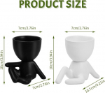 Wisebom keraamilised sukulentide potid, inimese kujuga kaktusepotid, inimese kujuga mini lillepotid siseruumides kontori elutoa lauale (mustad)