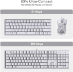 Redragon K630 Dragonborn 60% juhtmega rgb m&auml;nguriklaviatuur, 61 klahviga kompaktne mehaaniline klaviatuur pruunide taktiilsete l&uuml;lititega, pro draiveri tugi, valge