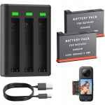 2 pakki Insta 360 X3 1800 Mah asendusakusid ja 3 kanaliga laadimiskeskus