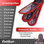 Knitfever&reg; &uuml;mmarguste kudumisvarraste komplekt kotiga (10 x kudumisvardad) - kudumiskomplekti kingiidee I &uuml;mmarguste kudumisvarraste komplekt, kudumisvarraste komplekt, kudumine, hoiustamine