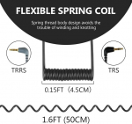 Geekria 3.5mm trrs kuni trs nurga spiraalmikrofoni kaabel 50cm, &uuml;hildub Rode sc7, videomicro, videomic go ii, wireless go ii 1/8 isane-isane mikrofoni kaabel (must)