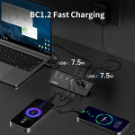 Fideco Usb 3.2 Gen 2 Hub toiteallikaga, 7 porti, 10gbps