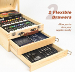 Spardar puidust lauapealne molbert, reguleeritav koos 55-osalise luksusliku maalimiskomplektiga, sisaldab 24 akr&uuml;&uuml;lv&auml;rvi, 10 akr&uuml;&uuml;lpintslit, l&otilde;uendit ja muid maalitarvikuid algajatele, kunstnikele ja kunstnikele