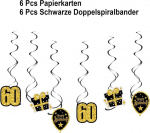 Goldrock 60. s&uuml;nnip&auml;eva dekoratsioonispiraalid, dekoratsioon 60. s&uuml;nnip&auml;evaks naistele meestele, serpentiinid s&uuml;nnip&auml;eva 60, rippuvad keerised 60. s&uuml;nnip&auml;eva dekoratsioon, spiraalkaunistus s&uuml;nnip&auml;eva must kuld, s&uuml;nnip&auml;ev