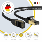 Redstar24 Cat 8 v&otilde;rgukaabel 7,5 m gigabitine kiire Lan-kaabel Rj45 patch-kaabel Poe Dsl S/ftp 40 Gbps 2000 Mhz etherneti kaabel cat 8.1 must Ps5, Ps4, Xbox One, ruuteri, teleri, modemi, s&uuml;learvuti, arvuti jne jaoks