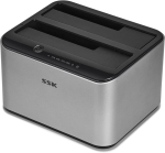 V&auml;lise k&otilde;vaketta adapter Ssk alumiiniumist k&otilde;vaketta dokkimisjaam, usb 3.0 kuni sata kahekohaline v&auml;line hdd dokk-lugeja 2,5 ja 3,5 tolli sata hdd ssd jaoks, uasp offline kloonimise/duplikaatori funktsiooniga (toetab 2x20tb)