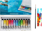 Sennelier 12 v&auml;rvi 10 ml akvarellv&auml;rvide komplekt pintsli ja 1 kaardiga