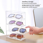 Daklunar prillide hoiukarp, akr&uuml;&uuml;lselge p&auml;ikeseprillide organiseerija, paksendatud prillikarp, ehtekarp, prillide alus 4 sahtliga kellade, kettide, prillide, kosmeetika, lugemisprillide jaoks