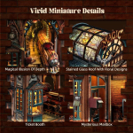 Funpola Led 3d pusle Magic Station Book Nook komplekt - interaktiivne 3d puidust pusle Led Magic Miniatuur l&otilde;pmatu laiendusruumiga - Diy raamaturiiuli sisestusdekoori kingitused