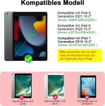 Bettdow klaviatuurikohver ipad 9th gen 2021/8th gen 2020/7th gen 2019 jaoks, saksa qwertz paigutus, magnetiline eemaldatav valgustusega klaviatuur, &uuml;mbris pliiatsi hoidjaga ipad 10.2 tolli 2019-2021 jaoks, must