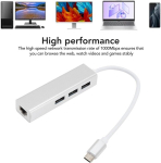 Usb etherneti adapter, kompaktne usb-c jaotur, rj45 gigabitine v&otilde;rguadapter, 3 usb3.0 porti ja 1 rj45 liides, 1000 mbps win xp, 7, 8, 10 jaoks