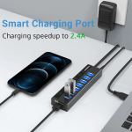 Aktiivne Usb 3.0 jaotur toiteplokiga, Zamus 7 pordiga Usb 3.0 andmejaotur 1 nutika laadimispordi, Usb pikenduse ja &uuml;he v&auml;ljal&uuml;litusl&uuml;liti ning 5 V/3 A toiteplokiga