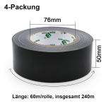 Bomei Pack Must teip eriti tugev 60 m x 50 mm - veekindel remonditeip sise- ja v&auml;listingimustesse, kangaga tugevdatud remonditeip 4 rulli