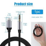 Wonvify 1.5m iphone aux kaabel audio k&otilde;rvaklappide adapter lightning 3.5mm jack stereo punutud &uuml;hilduv iphone 14/14 pro/13/13 pro/12/11/x/xs (must)