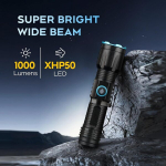 Ultrafire laetav led taskulamp, 1000 luumenit suumitav mini taskulamp, 4 režiimiga taskulamp, &uuml;liergas xph50 led, v&auml;ike taskulamp akuga