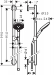 Hansgrohe Raindance Select S 120 du&scaron;ikomplekt 0,90 m, 3 pihustusrežiimi, valge/kroom
