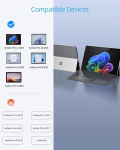 Timovo itaalia klaviatuur, &uuml;hilduv Microsoft Surface Pro 11/10/9/8/x-ga, Qwerty klaviatuur puuteplaadi ja pliiatsi hoidjaga, hall