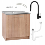 K&ouml;&ouml;gikapp "Sonoma tamm" 80x50 koos roostevabast terasest kraanikausi ja Deante 2in1 painduva segistiga