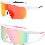 2 tk jalgrattaprillide komplekt meestele ja naistele, kiirkinnitusega prillid uv 400 kaitsega p&auml;ikeseprillid jalgrattaprillid mugava ninapadjaga v&auml;litegevusteks mtb maanteejalgratastele