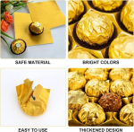 Bekecidi 300 t&uuml;kki &scaron;okolaadikommide pakendid, kuldfooliumist kingituste pakkepaber, alumiiniumfooliumist kommide pakendid isetehtud &scaron;okolaadikommide pakendite kaunistamiseks (10 x 10 cm)