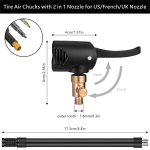 Jizzu auto ventiili adapter messing, 2 tk rehviventiili adapterid 8 mm, voolik rehvipumpadele 17.5 cm, rehvi &otilde;hupump, prantsuse ventiili adapter, rehvi t&auml;ispuhumisvoolik, auto rehvi &otilde;hupump