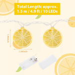 Yallmie 1,5 m sidruni haldjatuled, 10 Led haldjatuled, sidruniviilud, patareitoitega, soe v&otilde;lts sidrunituli, Led-kett v&auml;litingimustes aeda, terrassile, magamistuppa, peole (sidrun)