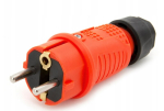 Kummist oranž pistik uni-schuko ip44 230v 16a kaablile tihendiga