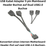 Bolwins M15s Usb adapterikaabel 9-kontaktiline &uuml;henduspesa kuni 2x Usb 2.0 emane - Usb &uuml;henduspesa jagaja Pc emaplaadile, 15 cm