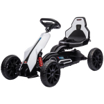 Elektrokart lastele, kuni 5 km/h, turvav&ouml;&ouml;, iste seljatoega, plastik, metall, valge, Balta